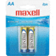 Maxell AA Alkaline Batteries, Gold, 2 pack, 723407 - LR62BP