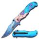 MC Masters Collection Folding Blade, 3.8in, Stainless Steel Blade, Copper Mermaid With Light Blue Tail On Aluminum Handle, MC-A013LB