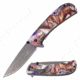 MC Masters Collection MC-A031CBR Spring Assisted Knife, 3.5in, 3CR13 Stainless Steel, Drop Point, Stonewashed Blade, Aluminum Handle, Brown, MC-A031CBR