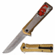 MC Masters Collection MC-A052G Spring Assisted Knife, 3.5in, 3CR13 Stainless Steel, Straight Back, Steel Blade, Stainless Steel Handle, Red, MC-A052G