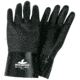 MCR Safety Black Jack Series Neoprene Coated Work Gloves, Multi-Dipped Etched Rough Neoprene, 12in Length Fully Coated, Brushed Interlock Lining, Black/White, Large, 6932