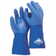 MCR Safety Blue Coat Series Flexible PVC Coated Work Gloves, Triple Dipped with Textured PVC, Seamless Knit Lining, 12in Length, Blue/White, Large, 6632L