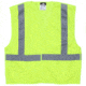 MCR Safety CL2MLL Hi Vis Reflective Safety Vest, ANSI Type R Class 2, Mesh with 2in Silver Stripes, Breakaway Design with Hook and Loop Closures, Fluorescent Lime, L, CL2MLL