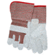 MCR Safety Economy Split Leather Palm Work Gloves, Striped Fabric Back and Cuff, 4.5in Long Gauntlet Starched Safety Cuff, Gray, Large, 1210S