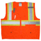 MCR Safety Hi Vis Reflective Safety Vest, ANSI Type R Class 2, 4in Silver Stripes, Zipper Front Closure, Fluorescent Orange, 2X, SURVCS2POX2
