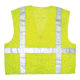 MCR Safety Hi Vis Reflective Safety Vest, ANSI Type R Class 2, Mesh Back with Solid Front, Zipper Front, 2in Silver Stripes, Fluorescent Lime, 2X, CL2LCX2