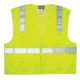 MCR Safety Hi Vis Reflective Safety Vest, ANSI Type R Class 2, Mesh Back with Solid Front, Zipper Front, 2in Silver Stripes, Fluorescent Lime, 2X, CL2LCX2