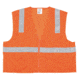 MCR Safety Hi Vis Reflective Safety Vest, ANSI Type R Class 2, Mesh Back with Solid Front, Zipper Front, 2in Silver Stripes, Fluorescent Orange, L, CL2OCL