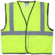 MCR Safety Hi Vis Reflective Safety Vest, ANSI Type R Class 2, Mesh with 2in Silver Stripes, Hook and Loop Front Closure, Fluorescent Lime, S, VCL2MLS