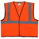 MCR Safety Hi Vis Reflective Safety Vest, ANSI Type R Class 2, Mesh with 2in Silver Stripes, Hook and Loop Front Closure, Fluorescent Orange, XL, VCL2MOXL