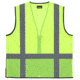 MCR Safety Hi Vis Reflective Safety Vest, ANSI Type R Class 2, Mesh with 2in Silver Stripes, Zipper Front, Fluorescent Lime, L, CL2MLSZL