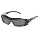 MCR Safety HL1 Series Safety Glasses, Anti-Fog Lens, Non-Slip TPR Temples and Nose Piece, Extended Brow Guard, Gray, One Size, HL112AF
