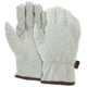 MCR Safety Leather Driver Work Gloves, Beige Synthetic Leather with Grain Cowskin Texture, Fleece Lined and Keystone Thumb, Beige, Small, 3750S
