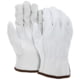 MCR Safety Leather Drivers Work Gloves, CV Grade Grain Goatskin, Keystone Thumb, White, Medium, Inner pack, 12, 36133M
