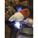 MCR Safety Leather Welding Work Gloves, Cow Grain Leather, 4in Split Leather Bell Cuff, Lined and Sewn with ARX Cut Resistant Material, Beige and Russet, Large, 4955HL