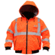 MCR Safety Luminator 2-in-1 Bomber Jacket with Removable Zip Out Fleece Liner, PU/Cotton Poly,ANSI Class 3, Attached Hide-Away Hood, Fluorescent Orange, L, BP2CL3OL