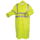 MCR Safety Luminator Hi Vis Long Waterproof Raincoat with Silver Reflective Stripes, .40mm PU/Cotton Poly, Blend Stretch, ANSI 107 Type R Class 3, Fluorescent Lime, XL, 518CXL