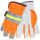 MCR Safety Luminator Leather Drivers Hi-Vis Work Gloves, Premium Grade Grain Goatskin, Hi-Vis Back with Reflective Stripes, White, Medium, 36111M
