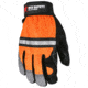MCR Safety Mechanics Gloves, Reinforced Double Palm, Hi-Vis Back, Reflective Knuckle Strip and Fingertips, Black, X - Large, 911DPXL