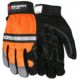 MCR Safety Mechanics Gloves, Reinforced Double Palm, Hi-Vis Back, Reflective Knuckle Strip and Fingertips, Black, X - Large, 911DPXL