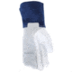 MCR Safety Mustang Leather Welding Work Gloves, Premium Top Grain Goatskin Leather, 4in Split Cowskin Leather Cuff, White Gray and Blue, Small, 4853S