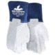 MCR Safety Mustang Leather Welding Work Gloves, Premium Top Grain Goatskin Leather, 4in Split Cowskin Leather Cuff, White Gray and Blue, Small, 4853S