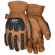MCR Safety Mustang Utility Leather Drivers Work Gloves, Grain Goat Double Palm, Lined and Sewn with DuPont Kevlar, ANSI Impact Level 1 Back of Hand Protection, Chocolate, Large, MU3634KL