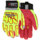 MCR Safety Predator Impact Mechanics Hi-Visibility Leather Palm Work Gloves, Lime/Red, Large, PD4903L