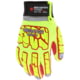 MCR Safety Predator Impact Mechanics Hi-Visibility Leather Palm Work Gloves, Lime/Red, Small, PD4903S