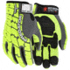 MCR Safety Predator Mechanics Work Impact Resistant Gloves, Synthetic Leather Palm, MAXGrid Palm and Fingers, Tire Tread Pattern TPR on Spandex Back, HyperMax Cut Resistant Palm Liner, Lime, XX - Large, PD2911XXL