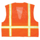 MCR Safety Safety Vest, Upper Torso Mesh, 1 3/4in Reflective Stripes, 6 Pockets, Zipper Front, Non-ANSI Rated, Fluorescent Orange, 3X, HS201VX3