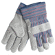MCR Safety Split Leather Palm Work Gloves, B Grade Shoulder Leather, 2.5in Rubberized Safety Cuff, Gray, Large, 1300