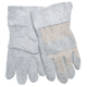 MCR Safety Split Leather Palm Work Gloves, C Grade Shoulder Leather, 2.5in Leather Safety Cuff, Gray, Large, 1240
