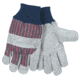 MCR Safety Split Leather Palm Work Gloves, C Grade Shoulder Leather, Elastic Wrist, Gray, Large, 1235K