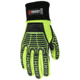 MCR Safety UltraTech Mechanics Hi-Vis Heat and Abrasion Resistant Gloves, Corded Cotton Double Palm, TPR Back of Hand Protection, Hi-Vis Lime/Black, Large, MC504L