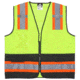 MCR Safety WCCL2MLSZM Hi Vis Reflective Safety Vest, ANSI Type R Class 2, 4in Silver Stripes, Zipper Front Closure, Fluorescent Lime, M, WCCL2MLSZM