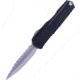 Microtech Cypher II D/E Full Serrated 3.55in Folsing Knife, Black Stonewash, 1242-12