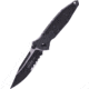 Microtech Socom Elite-M Manual Drop Point Part- Tactical S/E Folding Knife, 4in, M390 Steel, Black, Drop Point Blade, Aluminum, Black Handle, 160-2T