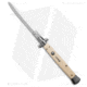 Milano 13 Italian Stiletto Automatic Folding Knife, 6.00in, Stainless Steel, Spear Point Blade, Polymer, White Handle, White/Gray, 13.00 inch, BHQ-193386