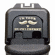 MILSPIN I'm Your Huckleberry Slide Back Plate, Glock 1-5/19X ex. G42/G43/G43X/G48, Black Cerakote on Brass, 111121012F