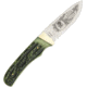 Miscellaneous Drop Point Hunter Fixed Blade Knife, 3.5in, Green, Jigged Ram Horn Handle H1610