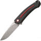 MKM Arvenis Framelock Fox Folding Knife, 3.5in Stonewash Bohler M390 SS Drop Point, Black Anodized Aluminum Handle With Red Aluminum Inlay, Red Anodized Pivot Collar, Black Nylon Zippered Case, MKFX01-MGRE