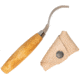 Morakniv Hook Knife 163 Double Edge Knife, 7.13in Overall, 2.75in SS Blade, Birch Wood Handle, Double Edge Open Curve Blade For Push And Pull Carving, Natural Leather Sheath, M-13387