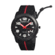 Morphic M21 Series Watch,Black Silicone Band,Red Hand,Black Bezel,Black Analog Dial,Strap Buckle MPH2105