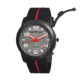 Morphic M21 Series Watch,Black Silicone Band,Red Hand,Black Bezel,Grey Analog Dial,Strap Buckle MPH2106