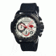 Morphic M28 Series Watch,Black Silicone Band,Red Hand,Black Bezel,Silver Analog Dial,Strap Buckle MPH2803