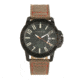 Morphic M70 Series Canvas-Overlaid Leather-Band Watch w/ Date, Black/Khaki, One Size, MPH7006