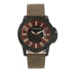 Morphic M70 Series Canvas-Overlaid Leather-Band Watch w/ Date, Black/Olive, One Size, MPH7005