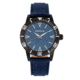 Morphic M85 Series Canvas-Overlaid Leather-Band Watch, Black/Blue, One Size, MPH8504