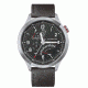 Mens M44 Series Watch,44mm,Black Dial,Silver Bezel,Black Leather Strap